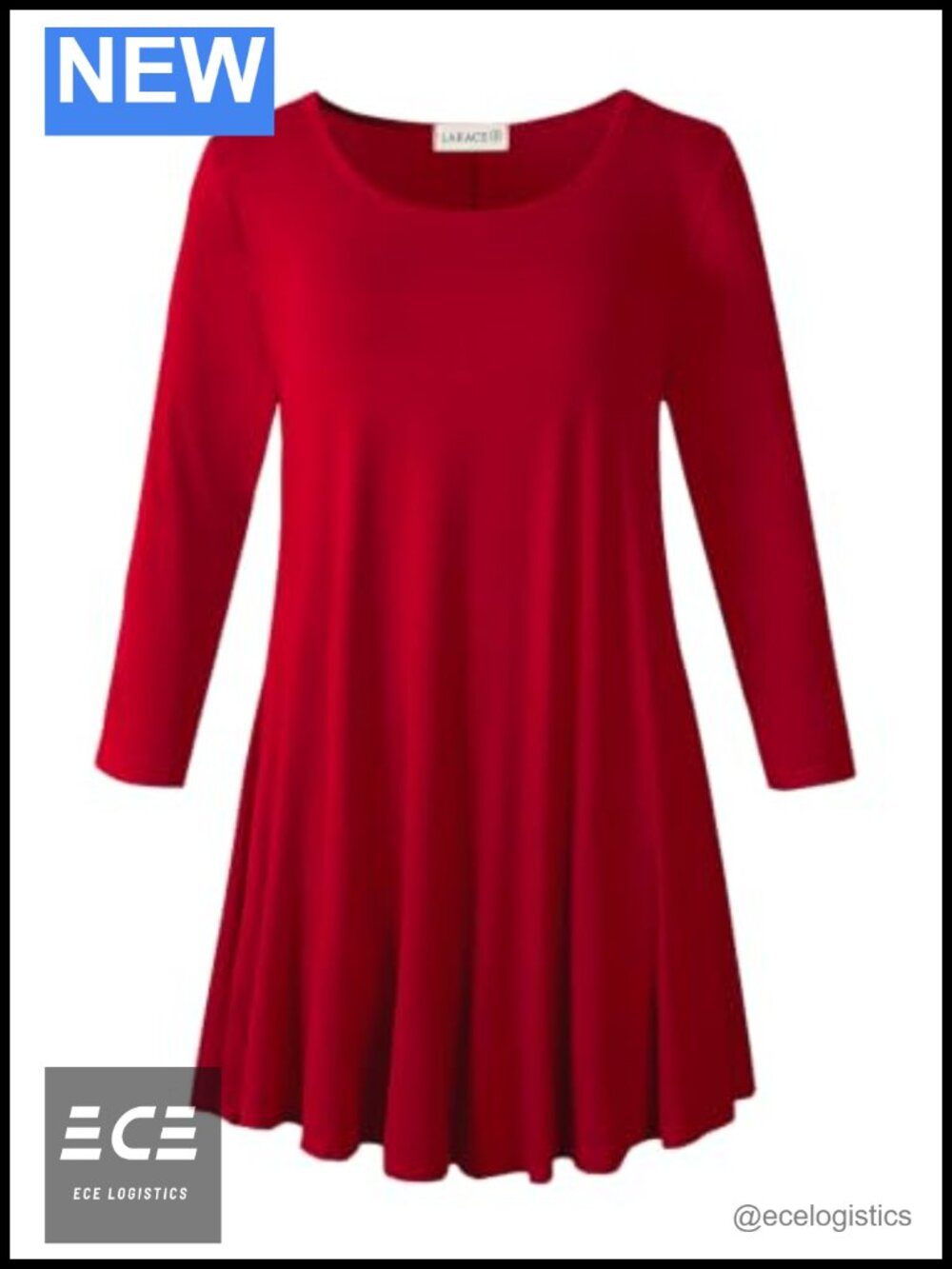 Plus Size 3/4 Sleeve Tunic Top Swing Blouse Loose Fit Womens Rayon Spandex